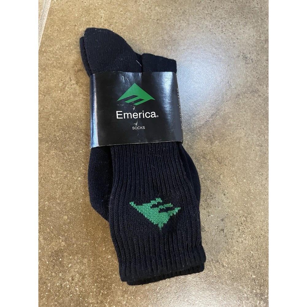 NWT Vintage Y2K Emerica Mens Skateboard Made in USA Socks Black Logo